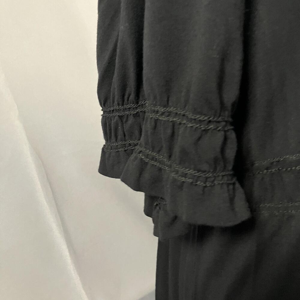 Max Studio Dress Womens Large Black 3/4 Sleeve Midi Ruffle V Neck Stretch - Picture 3 of 15